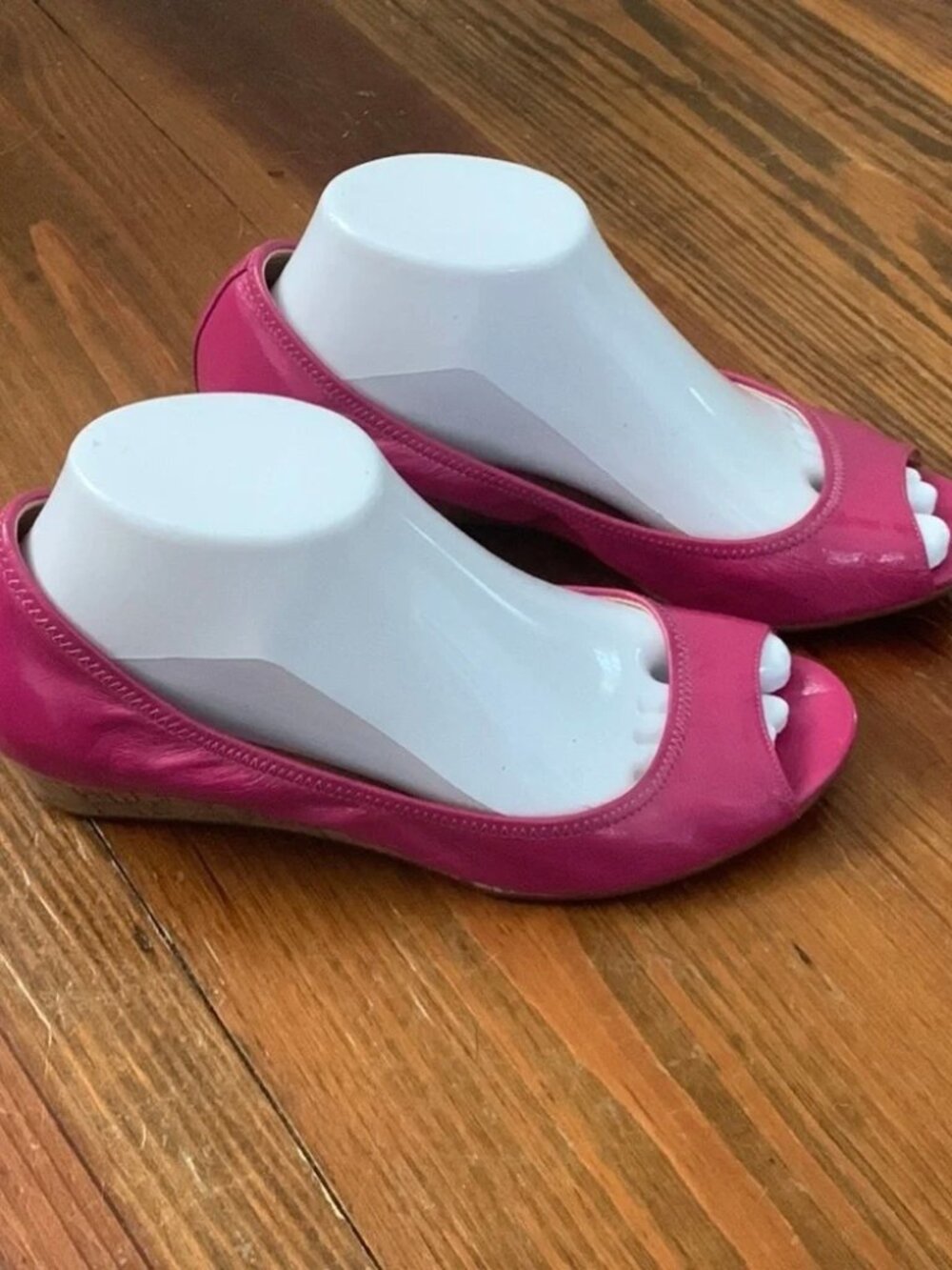 NEW - Cole Haan Nike Air Tali Peep Toe Wedge Pump Bright Pink Leather, Size 8.5